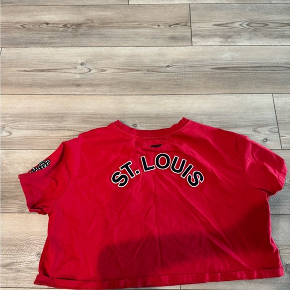 MLB ST. Louis Baseball Red Crop Top with Logo - Picture 4 of 5